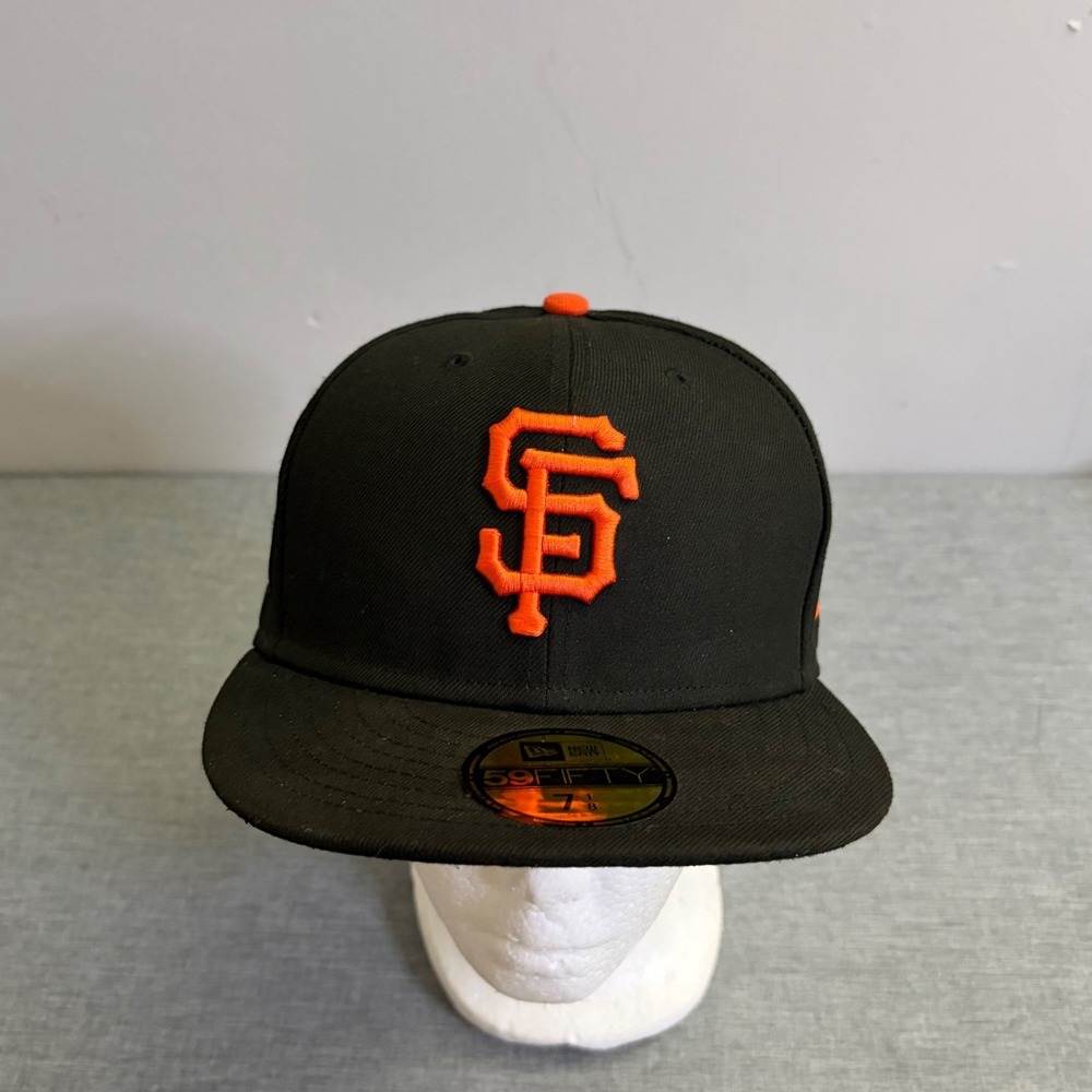 New Era Hat Mens 7‎ 1/8 Black SF Giants 59FIFTY MLB Fitted On Field Cap